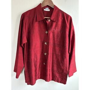 Vintage Silk Blouse Womens Small Button Front Long Sleeve Career Minimalist